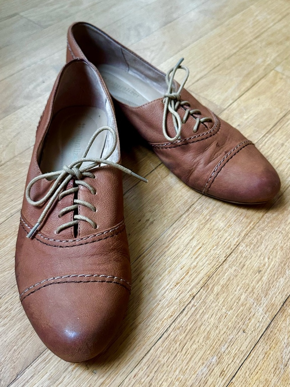 Naturalizer Genuine Leather Lace-Up Oxford Loafers - Picture 2 of 8